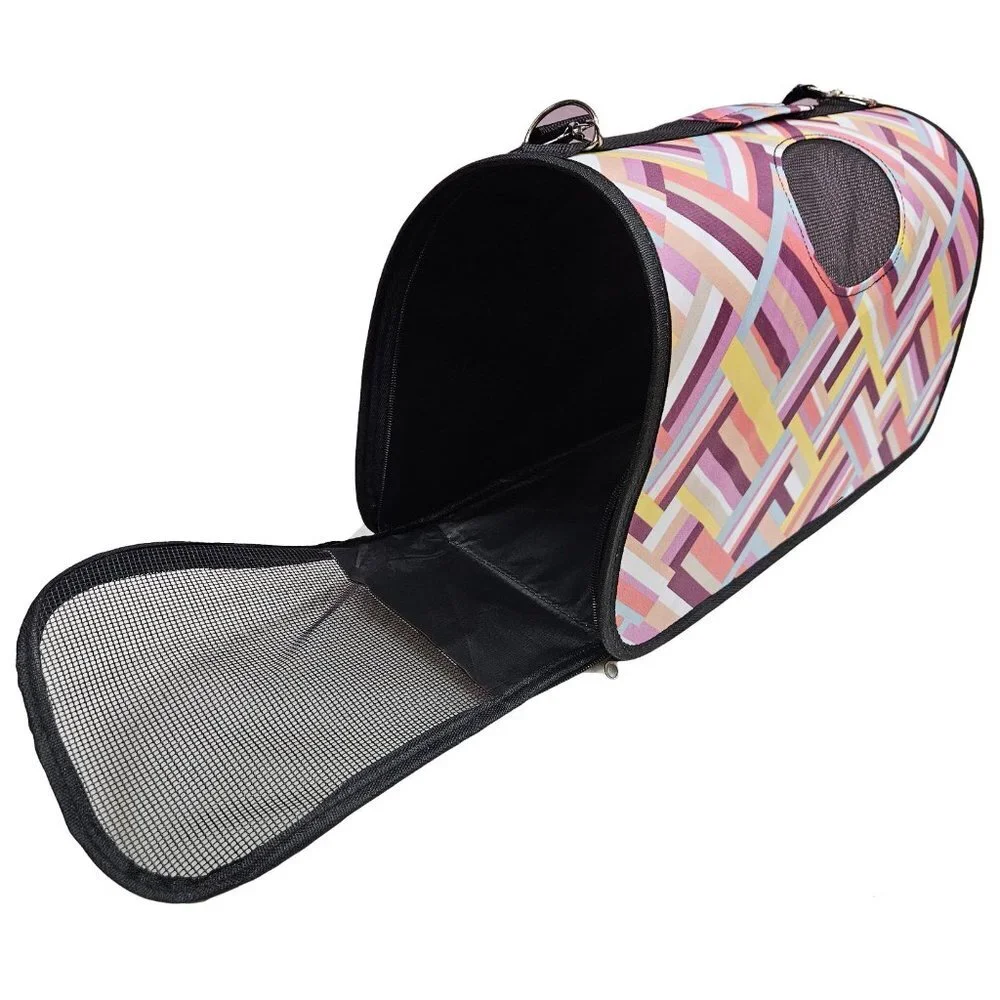 Pet Carrier for Cat, Dog or Other Pets, Wicker Pattern Print